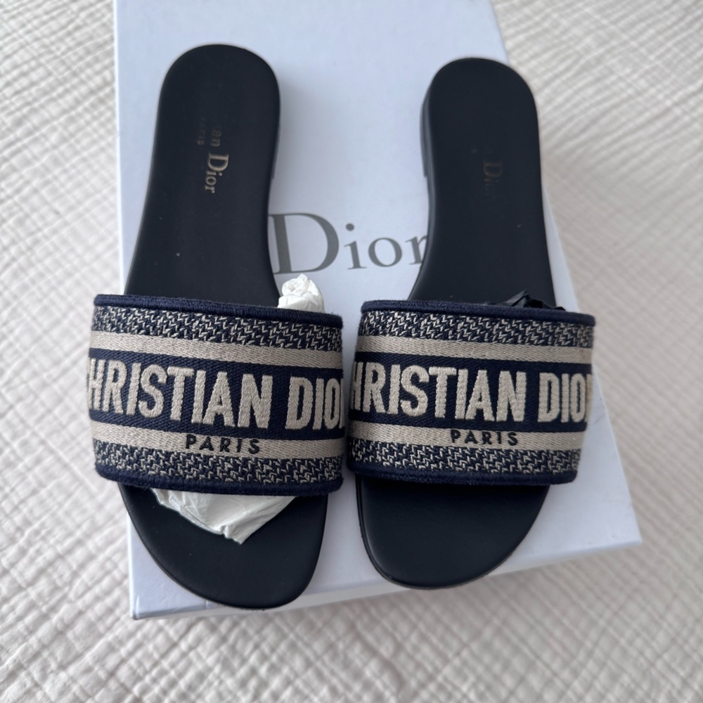 Dior sway slides in 39.5 in navy blue